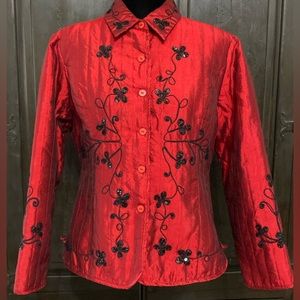 Anne Carson puffy quilt red/blk sequence jacket - XLarge
